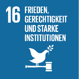 UN Goal - Frieden, Gerechtigkeit und starke Institutionen